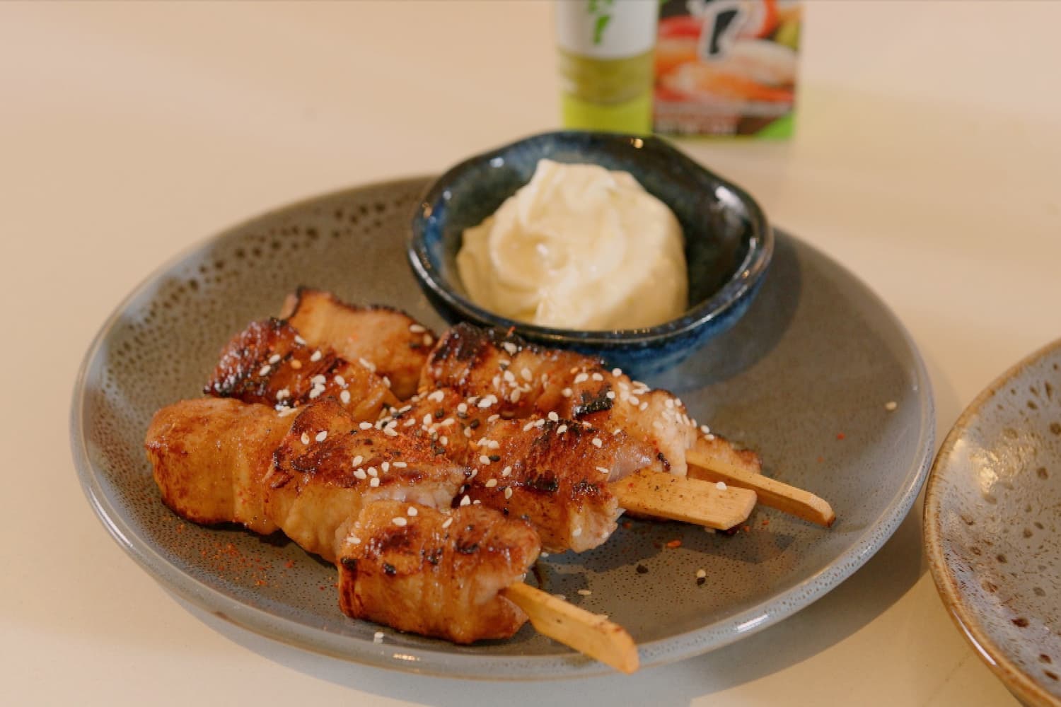 Wasabi Pork Skewers and Enoki Maki Asian Inspirations